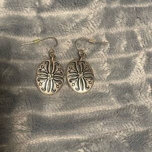 Silver Oval Dangle Earrings